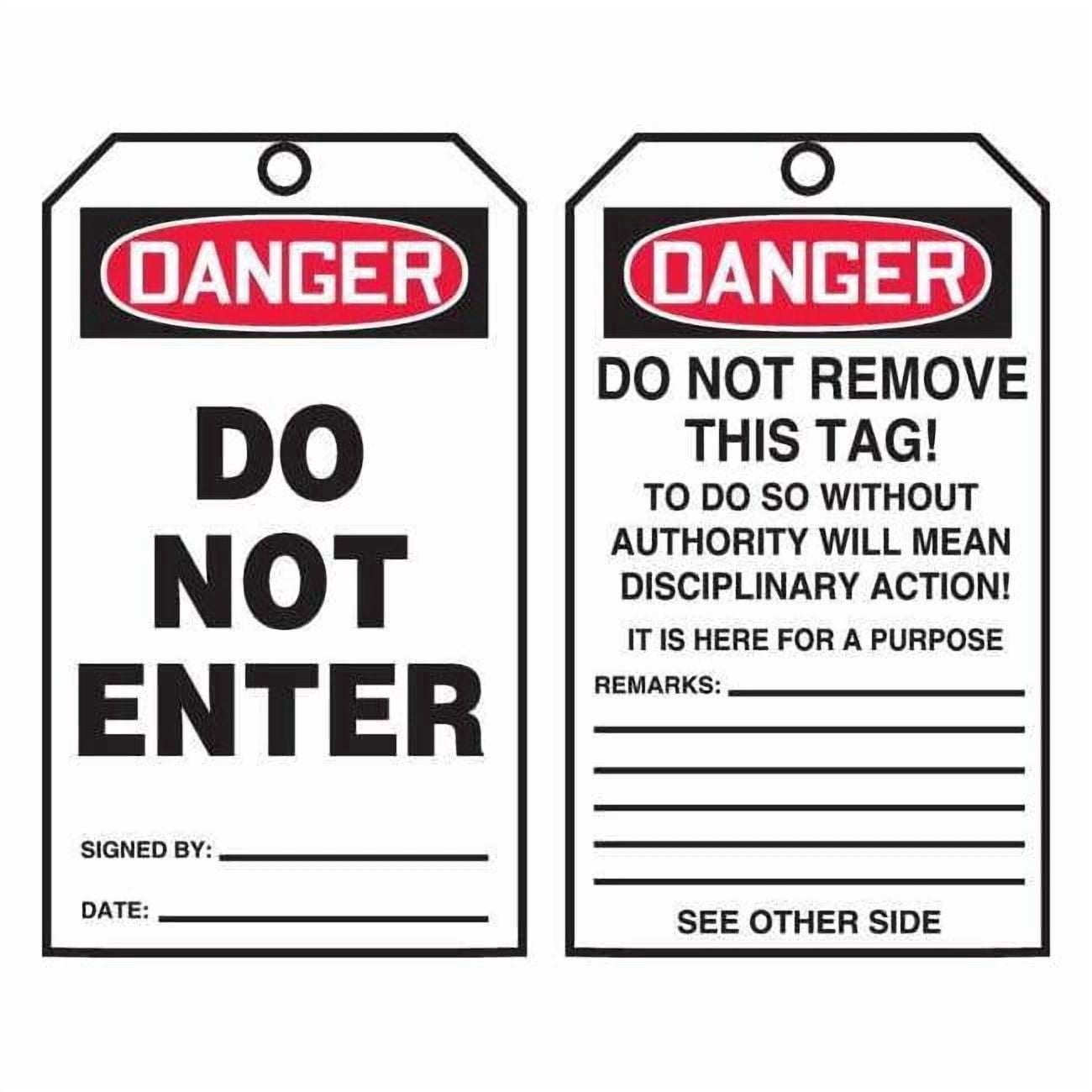 Danger Tag By The Roll, General Safety, Cardstock, 6 1/4 in H x 3 in W, White, Rectangle, 100 PK