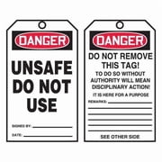 Danger Tag By The Roll, General Safety, Cardstock, 6 1/4 in H x 3 in W, White, Rectangle, 250 PK