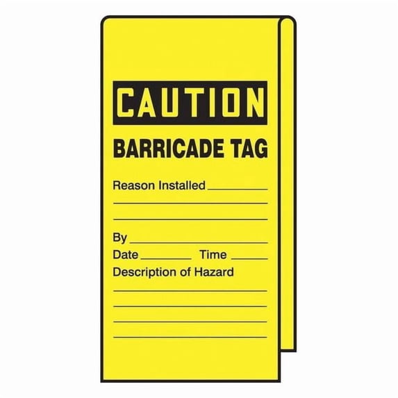 Accuform Wrap Stick Tag, Caution, 12"Lx3-1/8"W, PK25 TAT112