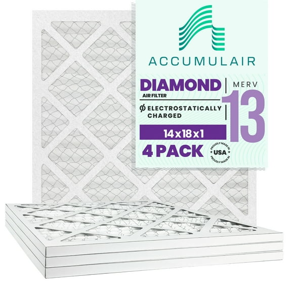 Accumulair Diamond 14x18x1 MERV 13 Air Filter/Furnace Filters (4 pack)