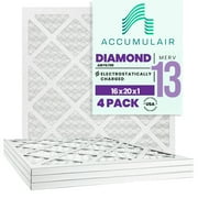 Accumulair Diamond 16x20x1 MERV 13 Air Filter/Furnace Filters (4 pack)