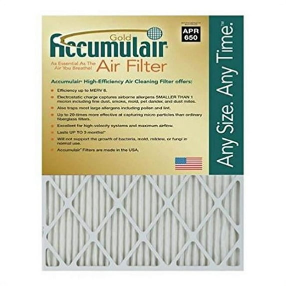 Accumulair FB22X23.5A 22 x 23.5 x 1 in. MERV 8 Actual Size Gold Filter