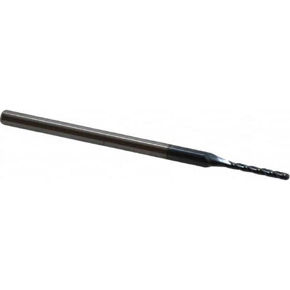 Accupro 1/16" Diam, 1/2" LOC, 3 Flute Solid Carbide Ball End Mill AlTiN Finish, Single End, 2-1/2" OAL, 1/8" Shank Diam, Spiral Flute