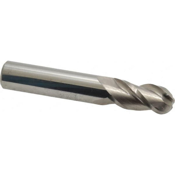 Accupro 1/2" Diam, 1" LOC, 3 Flute Solid Carbide Ball End Mill