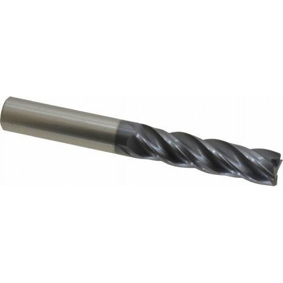 Accupro 1/2" Diam 4 Flute Single End Solid Carbide 0.015" Chamfer Width Corner Chamfer End Mill AlTiN, 4" OAL, 2" LOC, 1/2" Shank Diam, Variable Helix, RH Cut, RH Flute, Centercutting