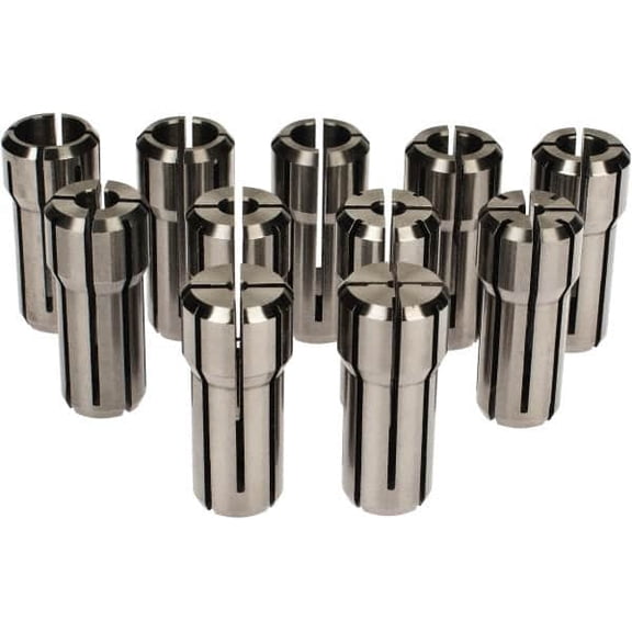 Accupro 11 Piece, 1/16 to 3/8" Capacity, DA200 Double Angle Collet Set Increments of 1/32"