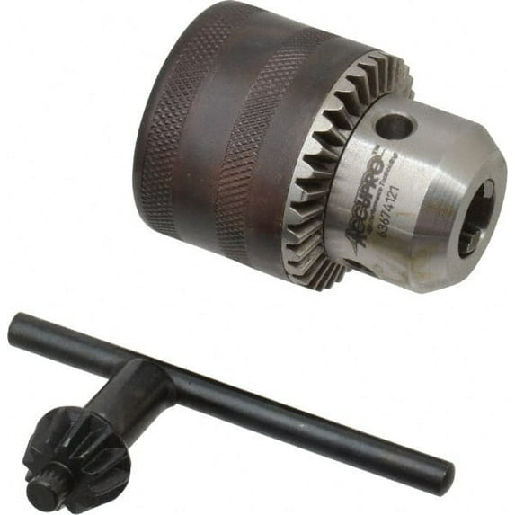 Accupro 3/8-24 Threaded Mount Steel Drill Chuck, 3/64 to 1/2" Capacity, K 34 Key
