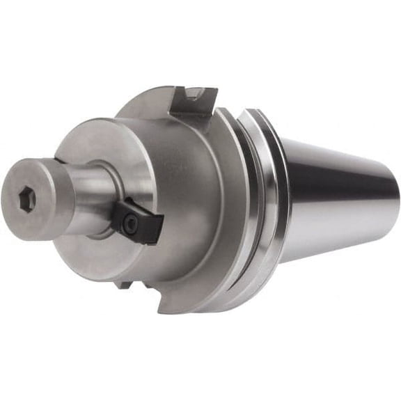 Accupro CAT40 Dual Contact Taper Shank 3/4" Pilot Diam Shell Mill Holder 6" Flange to Nose End Projection, 1-3/4" Nose Diam, 3/8-24 Lock Screw, Through-Spindle & DIN Flange Coolant