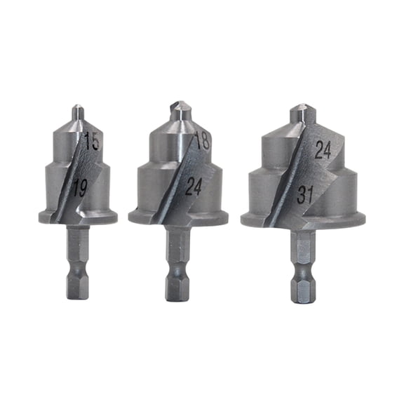 Accuracy Guided Helical Drill Bit Set 3 Pieces Hexagonal Shank for Accurate Water Pipe Drilling 15~31mm Countersink Bit