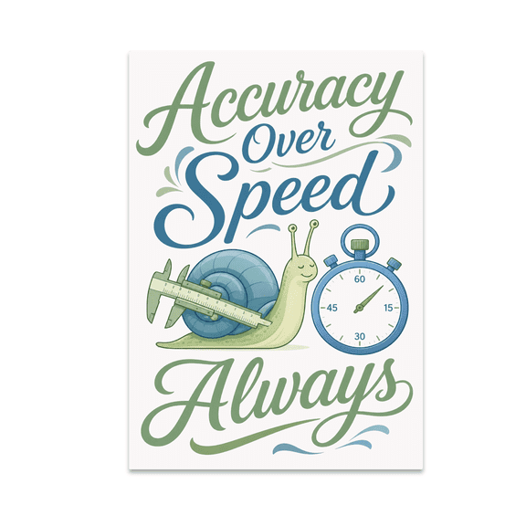 Accuracy Over Speed Always - Quality Control Decor - 13x19 Poster Print