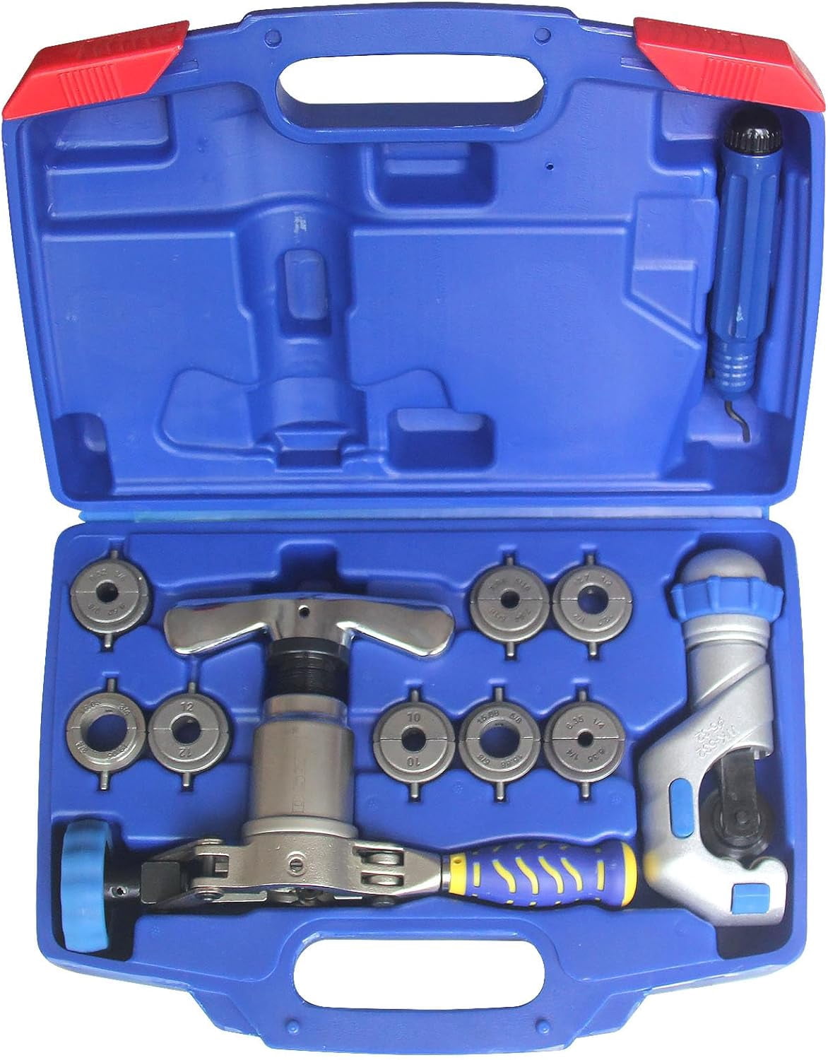 Accurate 3 IN 1 Tube Flaring Tool Kit, Eccentric Expander 45° Cone Tubing Flaring Tool, Include Cutter Deburring Tool, HVAC Refrigeration Tools for Copper/Soft Pipe Flaring 1/4-3/4 Inch O.D. Tubing