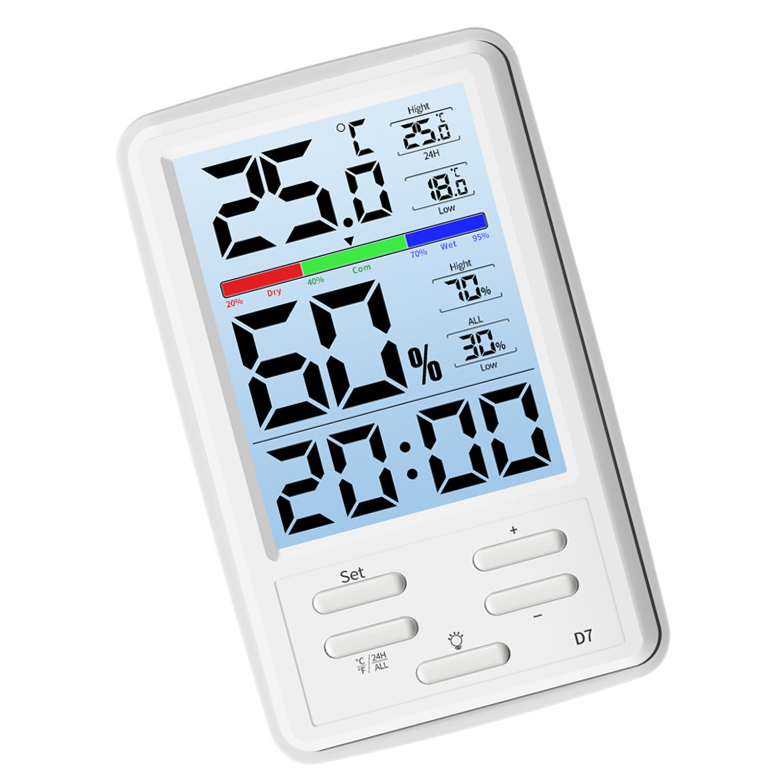 Accurate Digital Temperature Humidity Monitor Large Backlit Screen for ...