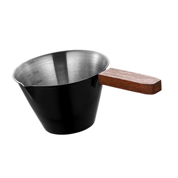 Accurate Liquid Measure Device in Nonrust Steel and Real Wood Extraction Cup Ideal for Baristas and Mixologists