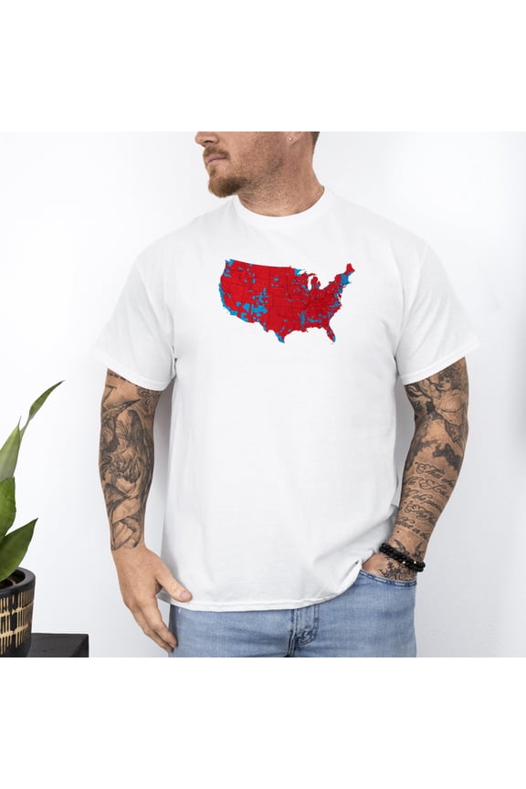 Accurate Map of 2024 Election Results Funny Political Humor T-Shirt Unisex, for men & women, up to size 5XL