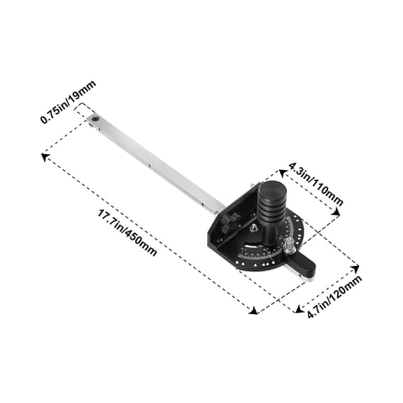 Accurate Miter Gauge,Fits Slots 3/4"x3/8",Crafted from Aluminum Alloy,Features 15 Adjustable Angle Stops,Spring-Loaded Plunger&Detachable Disc,Ideal for Woodwork&Table Saws
