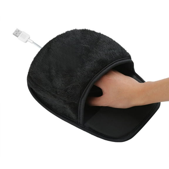 Accurate Pad Pink Hand Warmer with with extended size | Wide wrist support for Gaming & Office | Ergonomic Design with desk mat | USB Heated Mouse Pad Mouse Hand Warmer with Wristguard Warm Black
