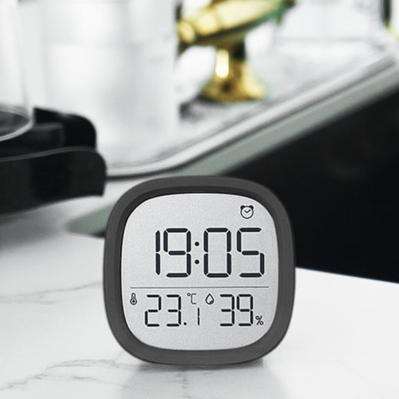 Accurate Temp Humidity Sensing & Sleek, 2.9x2.9x0.6 Inch LCD Screen Clock, Magnetic Suction Alarm & Wall Hang, Multifunctional Timepiece for Home Office