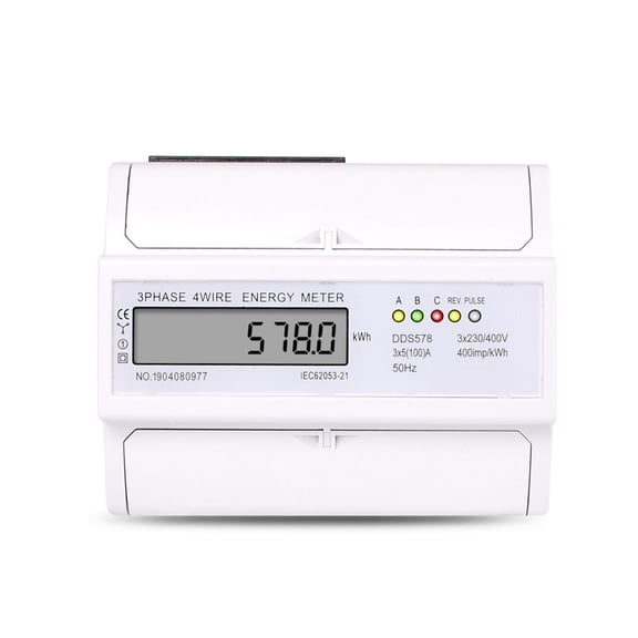 Accurate Three Phases 4 Wires 5-100A Digital Wattmeter Electricity Consumption Measurement Meter 35mm DIN Rail Mounting ,User-Friendly