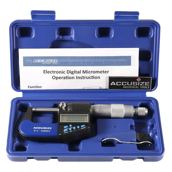 Accusize 0-1''/0-25 mm by 0.00005''/0.001 mm 7-Key Electronic Digital Micrometer, Water Proof, Ac21-1022
