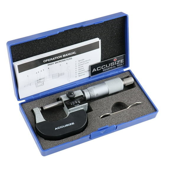 Accusize 0-1'' by 0.0001'' Digital Outside Micrometer in Fitted Box, Bc20-1101