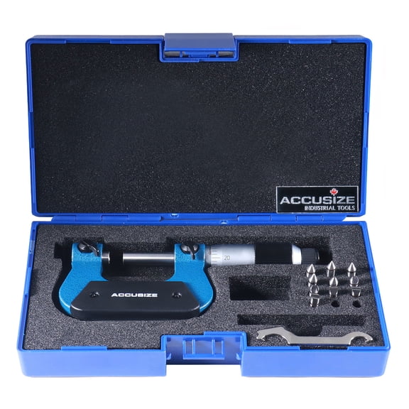 Accusize 0-1'' by 0.001'' Screw Thread Micrometer with 5 Anvil in Fitted Box, S916-C750