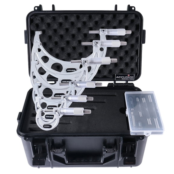 Accusize 0-150 mm Precision M-Type Metric Outside Micrometer 6 Pc Set, Eg00-9150