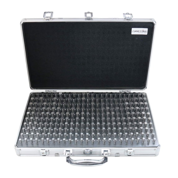 Accusize 0.251''-0.500'', 250 Pc Steel Plug Pin Gage Set, Minus, Class Zz, Packed into an Aluminum Case, M2(-)A