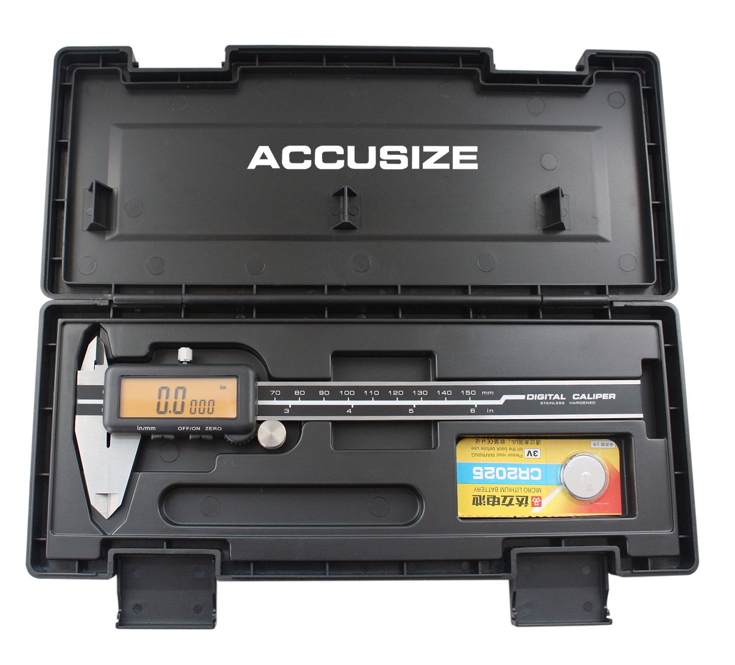Accusize 0-6''/0-150 mm, Yellow Lcd Electronic Digital Caliper,Metric/Inch, 0.0005''/0.01mm Resolution, 1110-1818