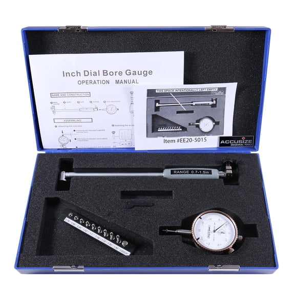 Accusize 0.7-1.5'' by 0.0005'' Ddial Bore Gauges, Stem Length 6'', EE20-5015