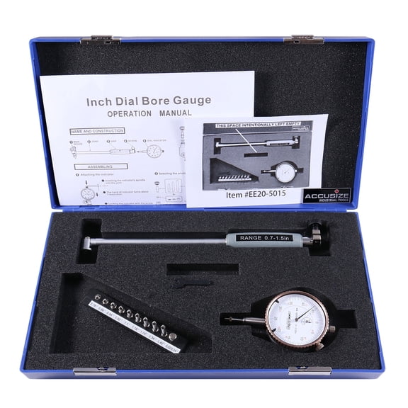 Accusize 0.7-1.5'' by 0.0005'' Dial Bore Gauges, Stem Length 6'', EE20-5015