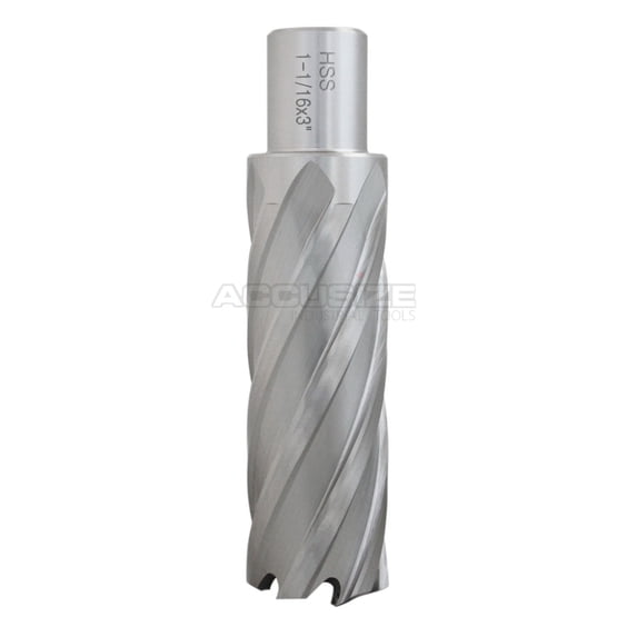 Accusize 1-1/16'' Cutting Dia, 3/4'' Weldon Shank, H.S.S. Annular Cutter, 3'' Cutting Depth, 2083-2022