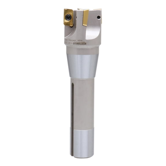Accusize 1-1/2'' Diameter by 6-1/8'' Oal 90 Degree R8 Shank Indexable End Mill with 4 Apkt1604 Carbide Inserts, 0028-6905