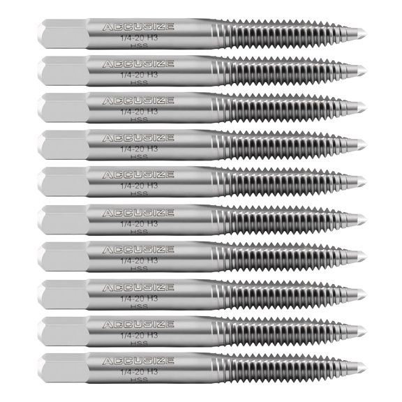 Accusize 1/4-20NC, 2 Flutes HSS Spiral Point Taps, 10 pcs/Package, ANSI Standard, Ground, SPT-1/4-20x10
