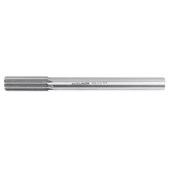 Accusize 1'' H.S.S. M2 Straight Shank Straight Flute Chucking Reamer, Flute Length 2-3/4'', Oal 10-1/2'', 8 Flute, 5015-0285