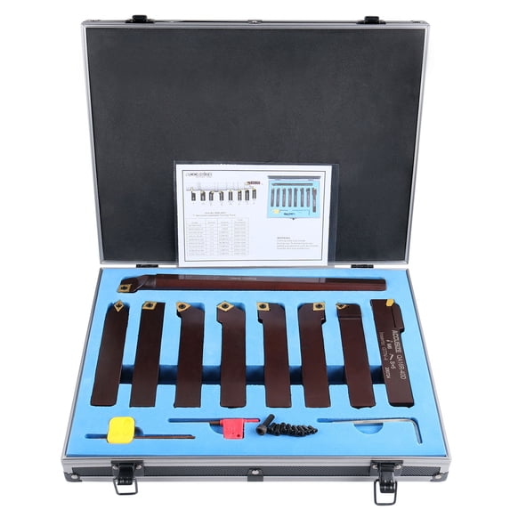 Accusize 1" Indexable Turning Tool and Boring Bar Set, 9-piece Set, 2988-0001