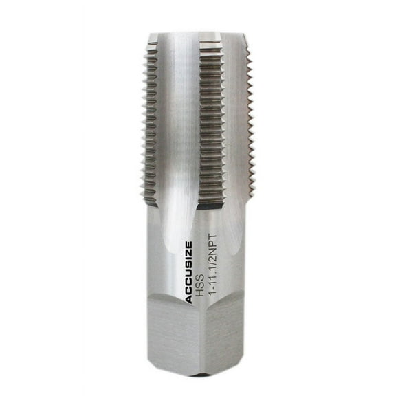 Accusize 1'' to 11-1/2, 5 Flutes H.S.S. Taper Pipe Tap-Npt, 3-3/4'' Oal, 1-3/4'' Thread Length, American Standard, Npt-1