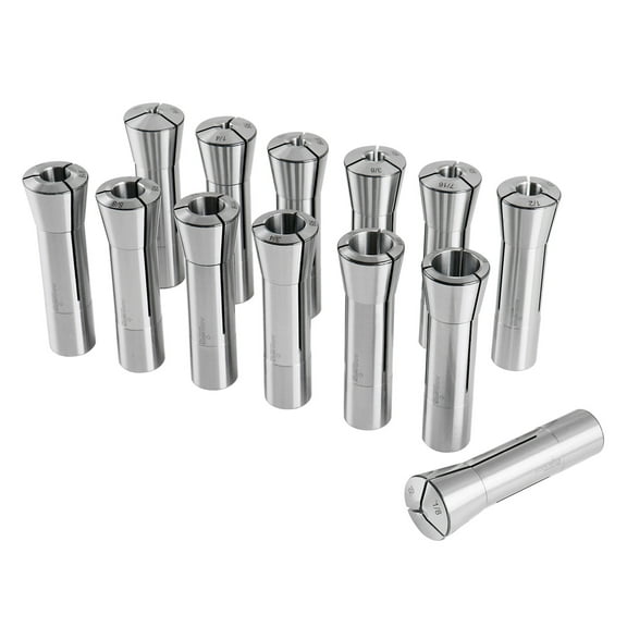 Accusize 13 Pcs, 1/8-7/8'' by 16ths Precision Grade R8 Collets Hardened and Ground, 0200-0829