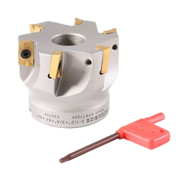 Accusize 2-1/2'' by 3/4'' 90 Deg Square Shoulder Indexable Face Mill with Apkt1604 Insert, 4508-0016
