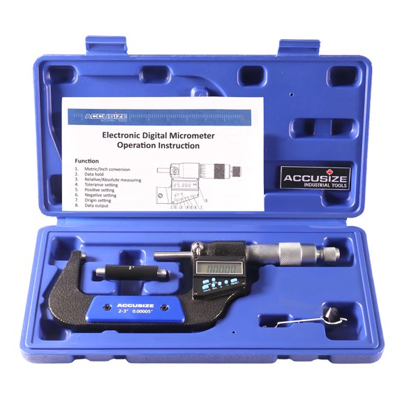 Accusize 2-3''/50-75 mm by 0.00005''/0.001 mm 7-Key Electronic Digital Micrometer, Water Proof, Ac21-3022