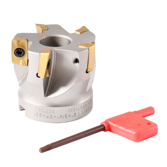 Accusize 2'' by 3/4'' 90 Deg Square Shoulder Indexable Face Mill with 5 Pcs Apkt1604 Carbide Inserts, 4508-0012