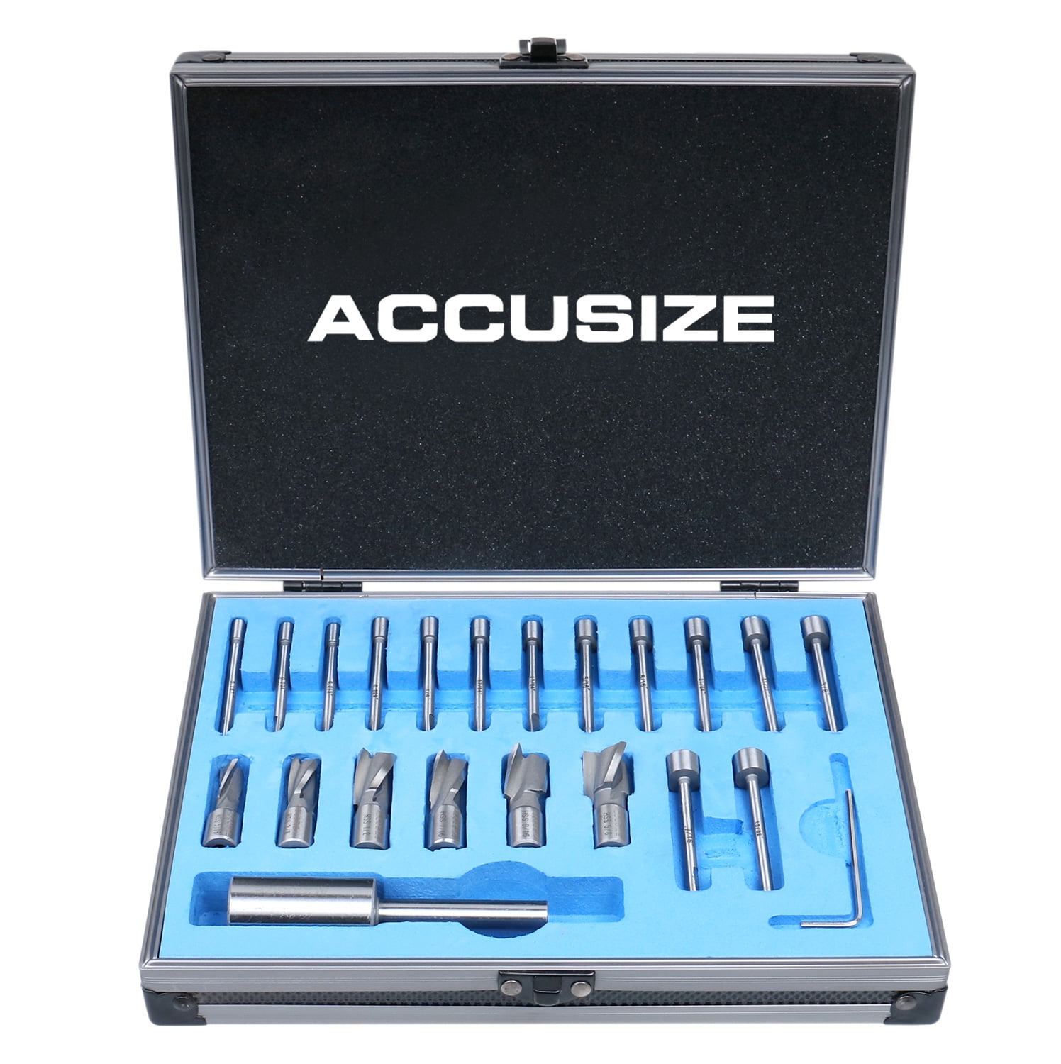 Accusize 21 Pcs Hss Interchangeable Pilot Counterbore Set, 36200121