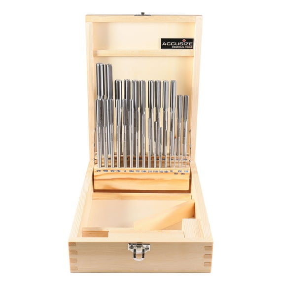 Accusize 29 Pc 1/16'' to 1/2'' by 1/64'' H.S.S. Chucking Reamer Set, Straight Flute, Right Hand Cut, 5500-SF00