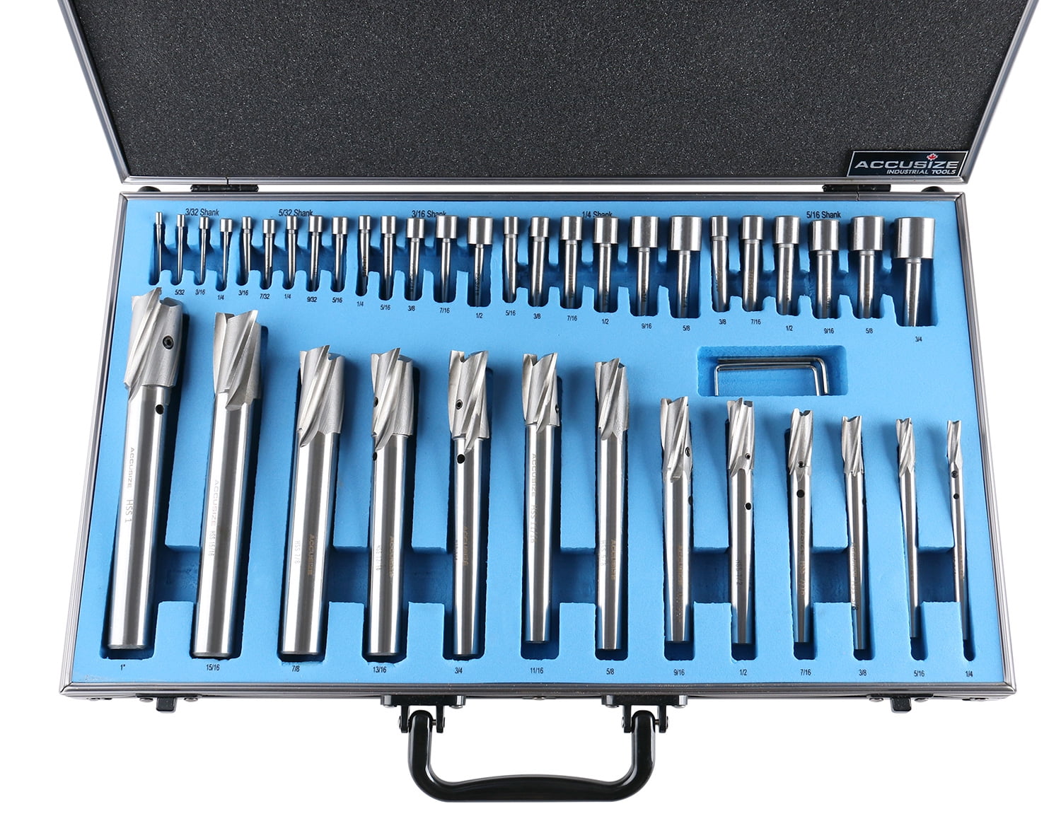 Accusize 39 Pc Hss Interchangeable Pilot Counterbore Set, Counterbores