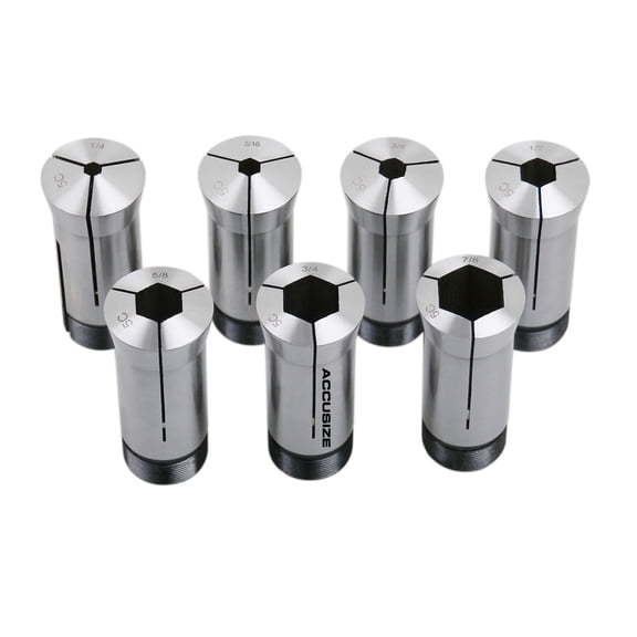 Accusize 5C Hex Collets, 7 Pcs/Set, Size Including 1/4'', 5/16'', 3/8'', 1/2'', 5/8'', 3/4'' and 7/8'', 0223-0309