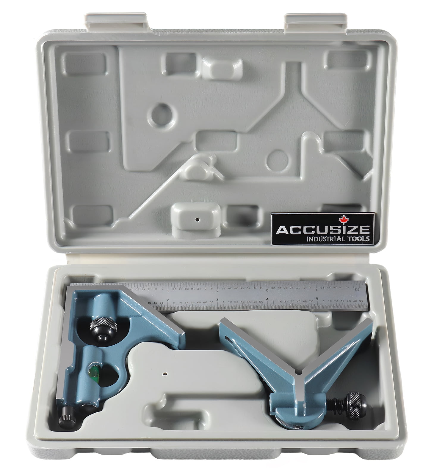 Accusize 6'' 3 Pc Combination Square Ruler Set Protractor Satin, 4-R Graduation, 0000-8100