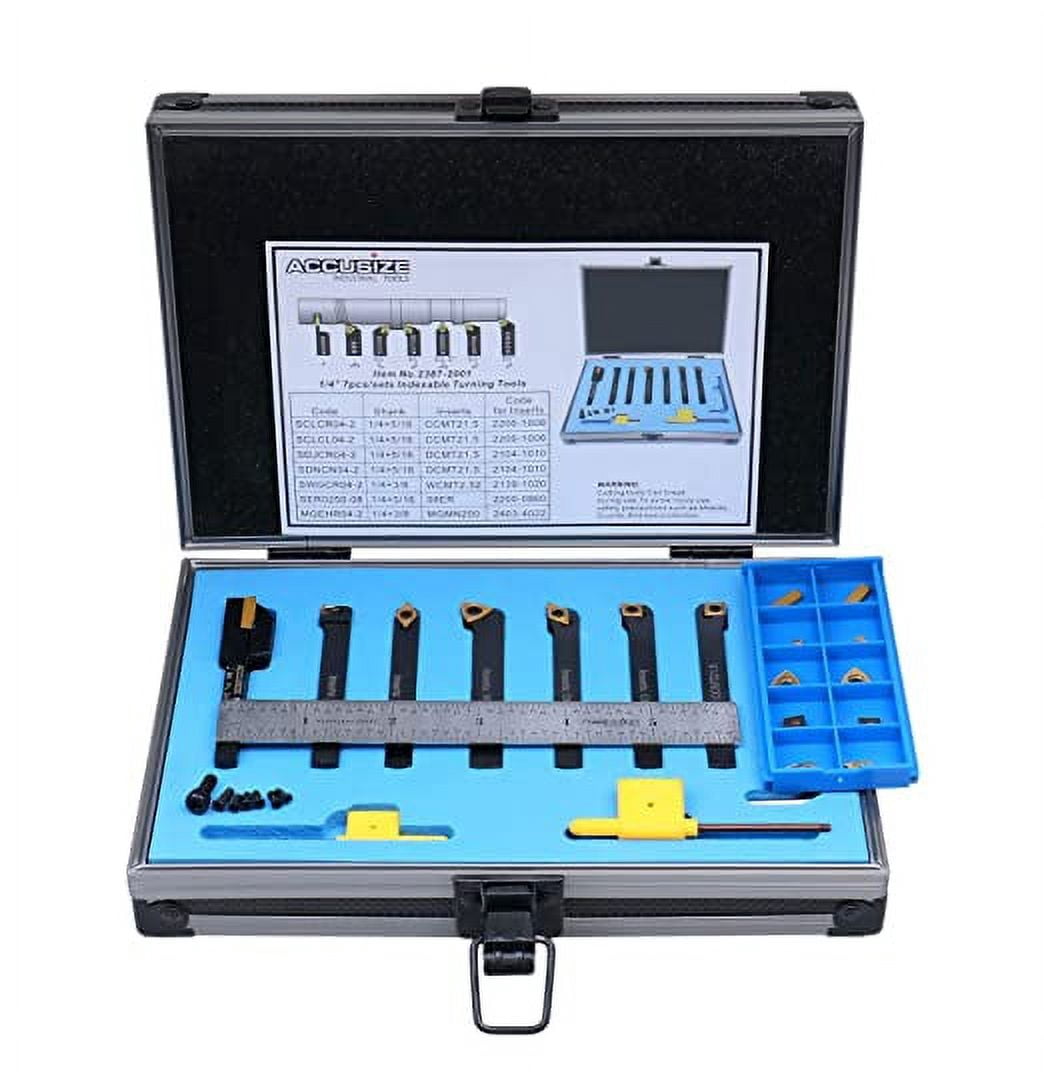 Indexable Rulers Accusize 7 Pcs/Set 1/4'' Indexable Turning Tool Set with 10 Carbide ...
