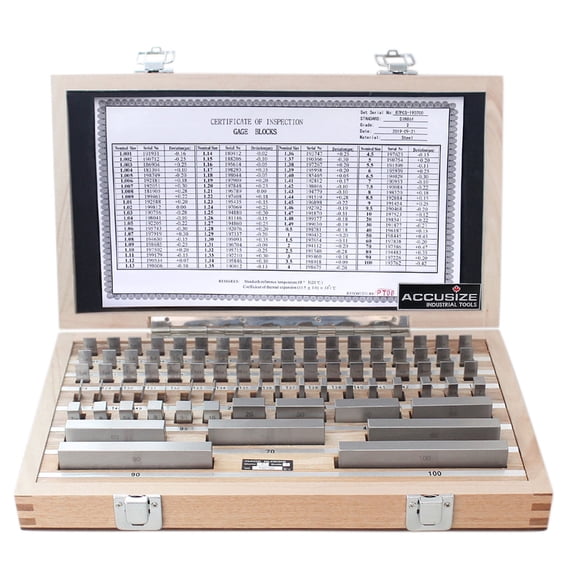 Accusize 87 Pc Metric Gage Block Set, Grade 2, Din861 Germany Standard with Mfg's Certificate, 0087-2160
