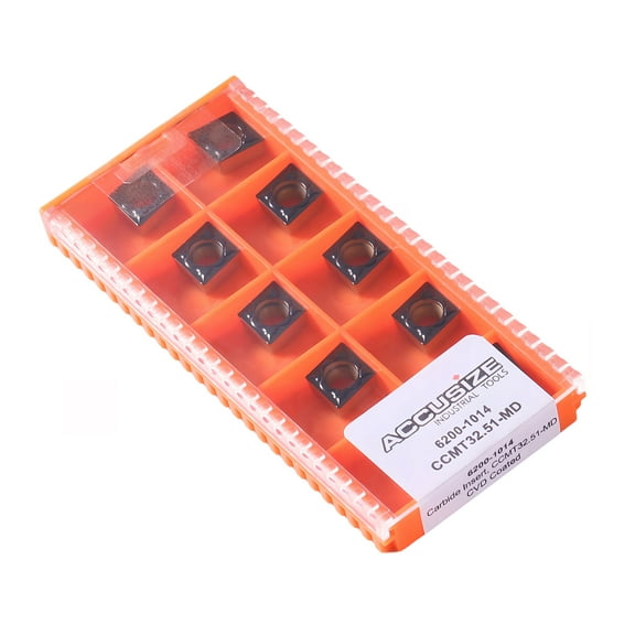 Accusize Ccmt32.51-Md Cvd Coated Carbide Inserts, 10 Pcs/Box, Black and Yellow, 2200-1014