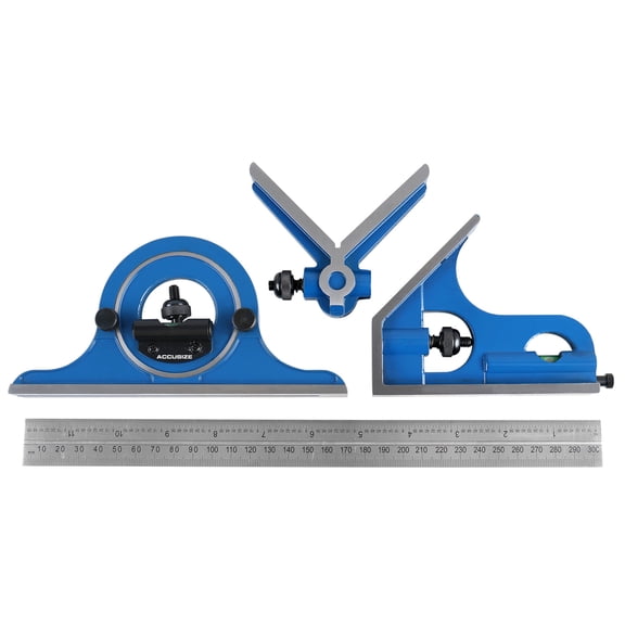 Accusize Combination Square Set, 12''/300mm, 4 Pcs/Set, 0000-8108