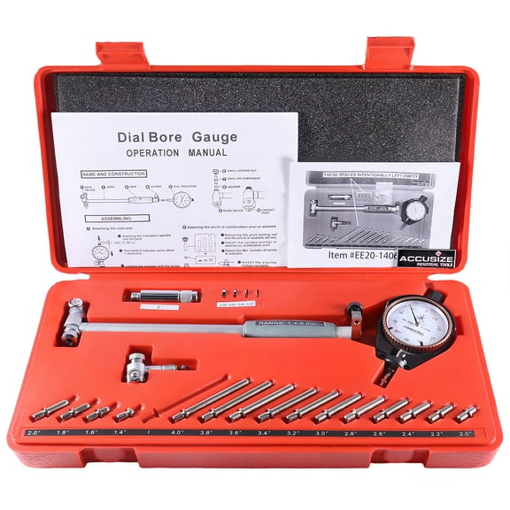 Accusize Dial Bore Gauge Set, 1.4-6 inch Measuring Range, 0.0005'' Graduation Interval, Ee20-1406